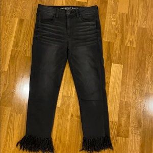 Frayed bottom Black jeans